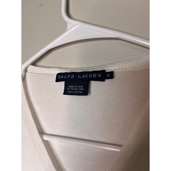 Ralph Lauren Crisp White Minimalist Old Money Capsule Office V Neck Sweater XL - Picture 2 of 7